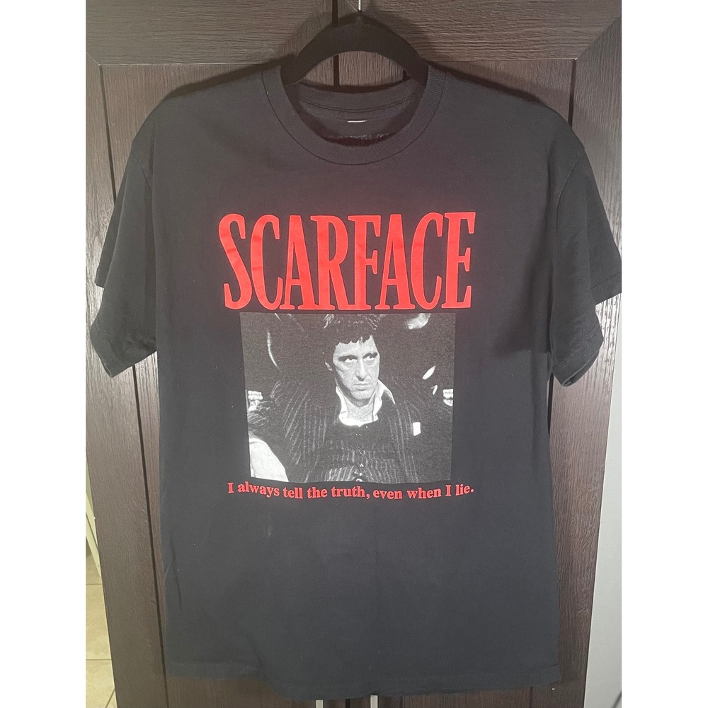 Scarface Tony Montana Movie Graphic Tee Shirt Black Red Mens Medium